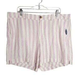 NWT OLD NAVY Linen Everyday Shorts PURPLE WHITE STRIPE size 16 High Rise Pockets